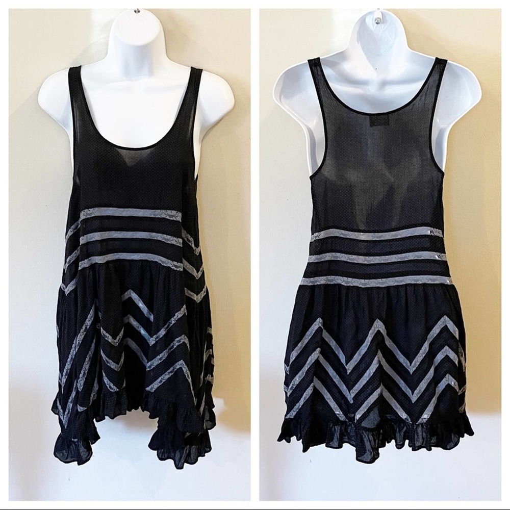 Free People Voile & Lace Trapeze Slip Black XS